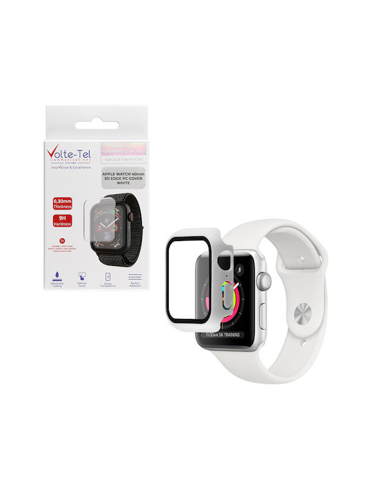 Volte-Tel Edge Cover with Key Carcasă de Plastic cu Sticlă în culoarea Alb pentru Apple Watch 40mm