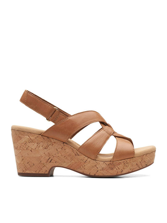 Giselle Beach Wedges Δερμάτινα Πέδιλα Ανατομικά Tan
