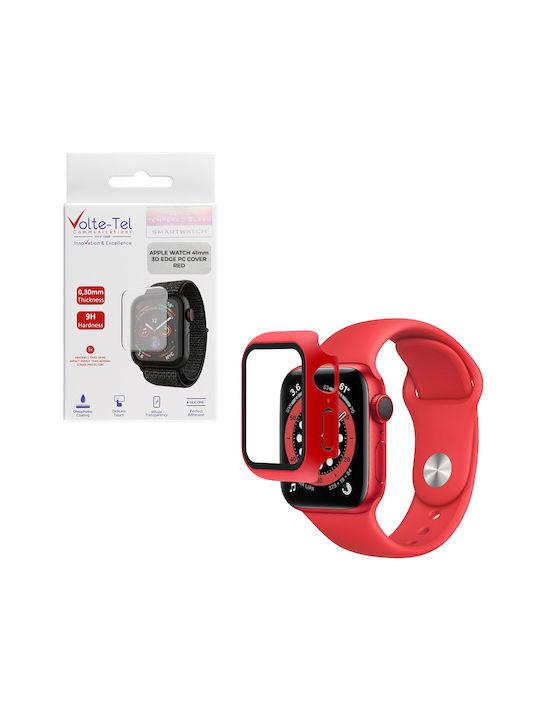 Volte-Tel Edge Cover with Key Plastic Case with Glass in Red color for Apple Watch 41mm