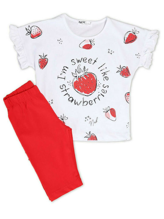 Nek Kids Wear Set pentru copii cu Colanți Vara 2buc Alb