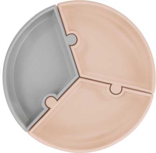 Minikoioi Παιδικό Πιάτο Φαγητού Puzzle Bubble Beige/Grey