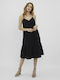 Vero Moda Midi Καλοκαιρινό All Day Φόρεμα με Τιράντα Μαύρο