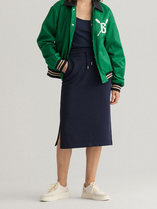 High-waisted Midi Skirt Navy Blue