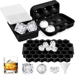 Silicone Ice Cube Tray 49 Slots Black 3pcs