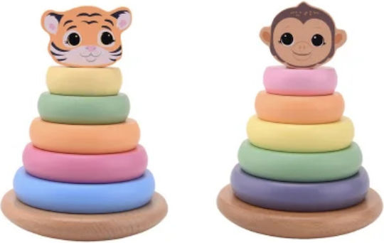 Joueco Stacking Toy The Wildies Family Sorting Tower made of Wood for 12++ Months (Various Designs/Assortments of Designs) 1pc