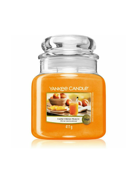 Yankee Candle Scented Candle Jar with Scent Farm Fresh Peach Orange 411gr 1pcs