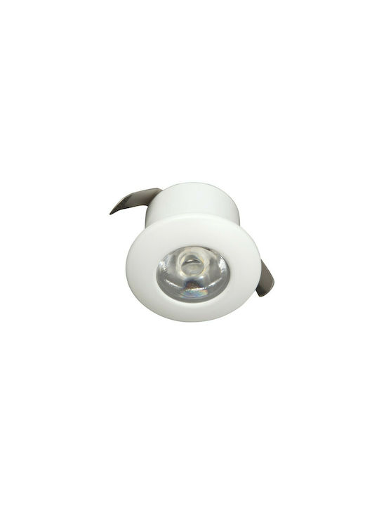 VK Lighting Round Metallic Recessed Spot with Integrated LED and Warm White Light White 3.3x3.3cm. 1pcs