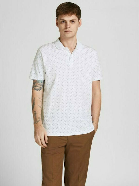 Jack & Jones Bluza Bărbătească cu Mânecă Scurtă Polo Albă