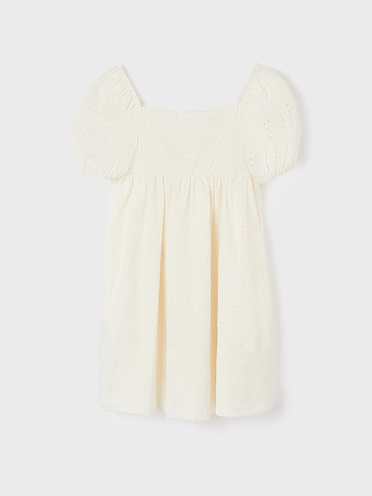 Mayoral Kids Dress Short Sleeve Beige