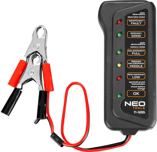 Neo Tools 11-986 Аналогов Тестер за батерии с крокодилски щипки