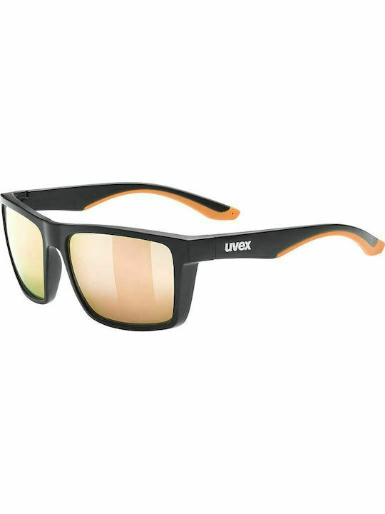 Uvex LGL 50 CV Men's Sunglasses with Black Mat Plastic Frame and Orange Mirror Lens S5330082297