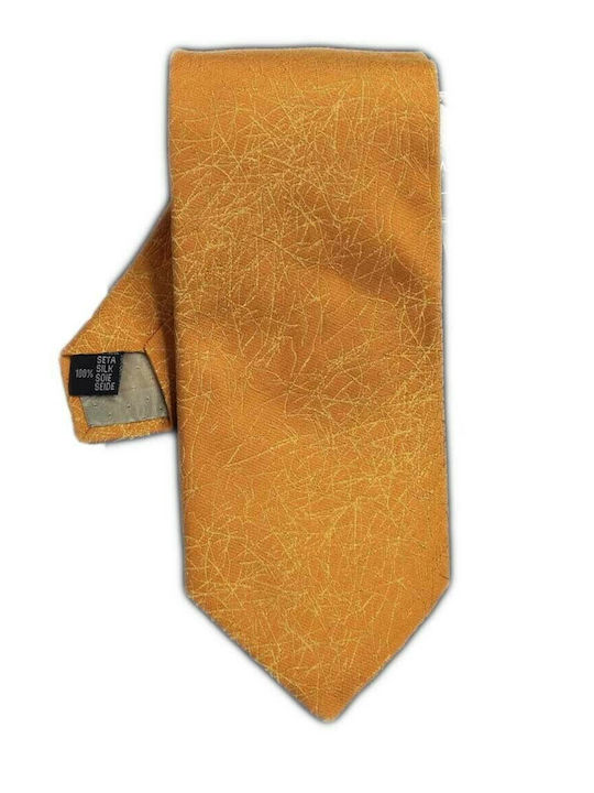 Makis Tselios Fashion Ανδρική Γραβάτα Μεταξωτή Μονόχρωμη σε Πορτοκαλί Χρώμα