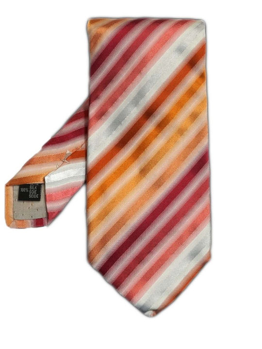MAKIS TSELIOS Silk tie 8,5 cm Orange-Pink DU662 P8333.3