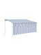 vidaXL Terrace Wall Tent Μπλε / Λευκό 3x2.5cm