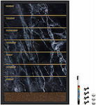 Navaris Magnet Notice Board Black Marble Weekly Schedule 60x40cm