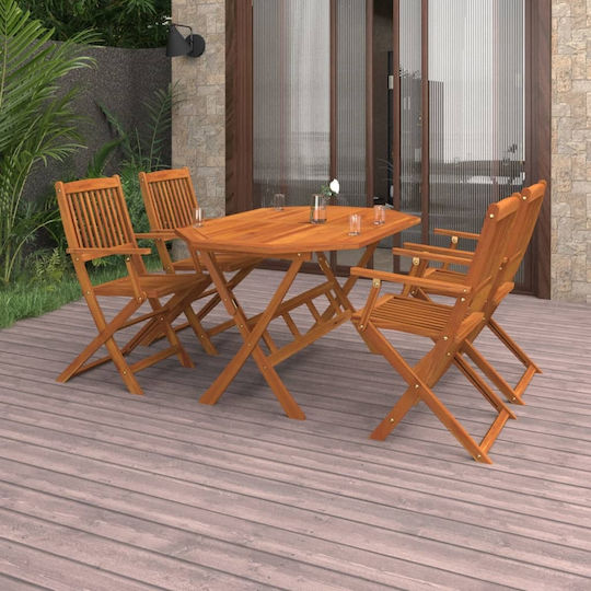 Set Sala De Mese Pentru Exterior 5 Piese Din Acacia