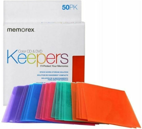 Memorex Плик MEKOP за 1 диск с прозрачно лице в различни цветове 50бр