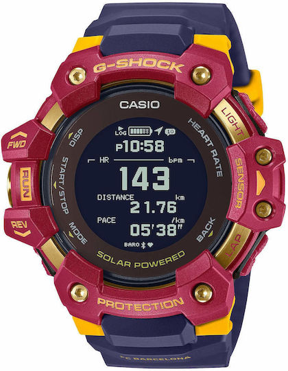 Casio GBD-H1000BAR Limited Edition FC Barcelona 55mm Smartwatch με Παλμογράφο (Μπλε)