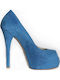 Suede Peep Toe Γόβες Γαλάζιες