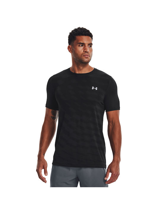 Under Armour Seamless Radial Ανδρικό T-shirt Black / Mod Gray με Λογότυπο