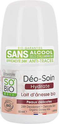 So'Bio Etic Hydrate Organic Donkey Milk Delicate Skin 24h Deodorant Roll-On 50ml