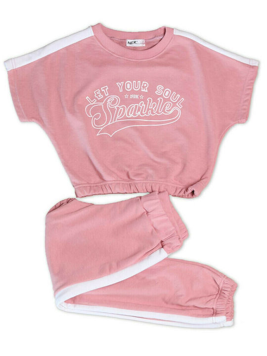 Nek Kids Wear Set pentru copii cu Pantaloni Vara 2buc Roz