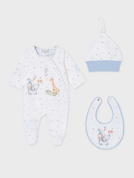Mayoral Ecofriends Baby Bodysuit Set Long-Sleeved with Accessories White 3pcs