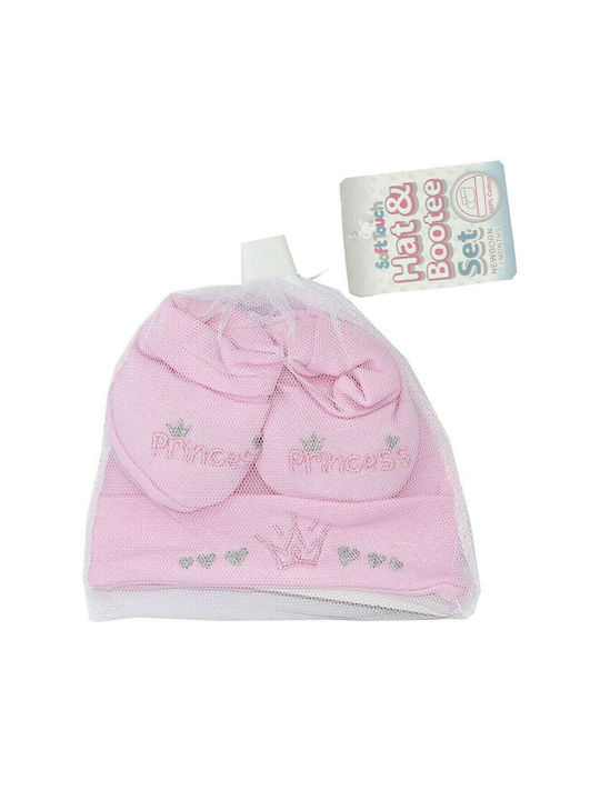 Soft Touch Cotton baby set 2 pcs. cap and shoes (HB15P) pink