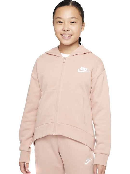 Nike Παιδική Ζακέτα Φούτερ Sportswear Club Ροζ