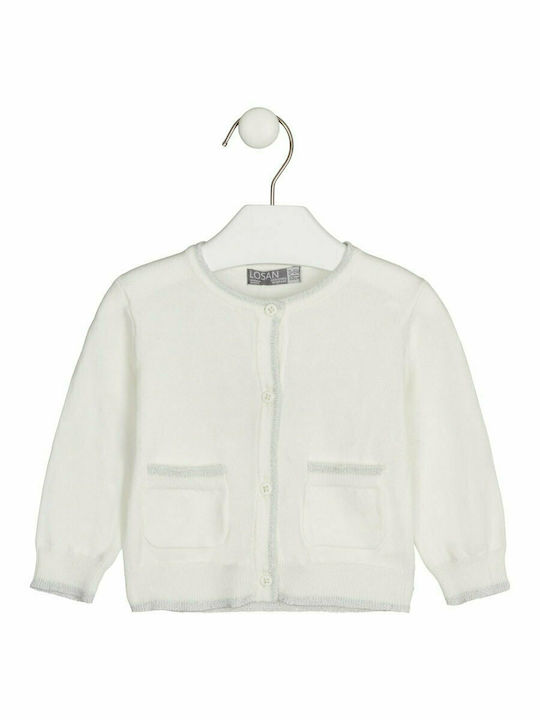 Losan Girls Knitted Cardigan with Buttons White