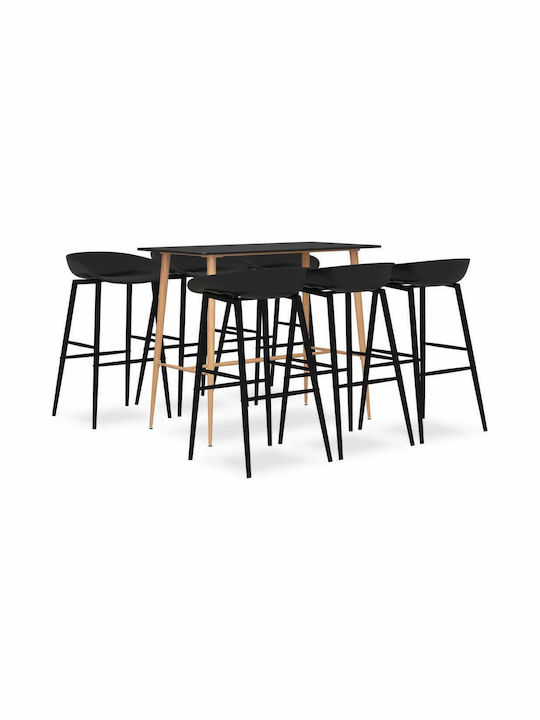vidaXL Outdoor Bar Set 7 Pieces Black