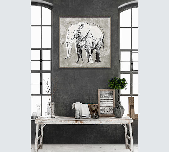 Zaros Ελέφαντας Πίνακας σε Καμβά 90x90cm