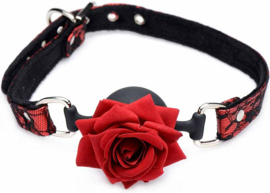 XR Master Series Full Bloom Φίμωτρο Silicone Ball Gag with Rose Red/Black