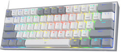 Redragon K617 FIZZ Gaming Tastatură mecanică 60% cu Roșu personalizat switch-uri și iluminare RGB (Engleză UK) Alb/gri