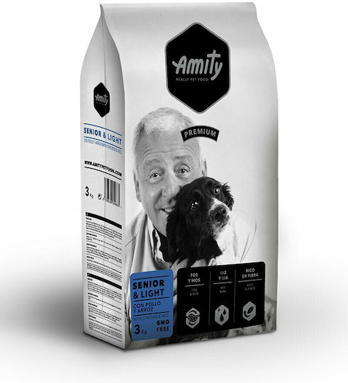Amity Premium Senior & Light 3kg Ξηρά Τροφή Διαίτης, με Λίγα Σιτηρά για Ηλικιωμένους Σκύλους Μεσαίων & Μεγαλόσωμων Φυλών με Πουλερικά