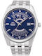 Orient Ανδρικό Ρολόι 43mm Χρονογράφος Αυτόματο με Ασημί Μεταλλικό Μπρασελέ