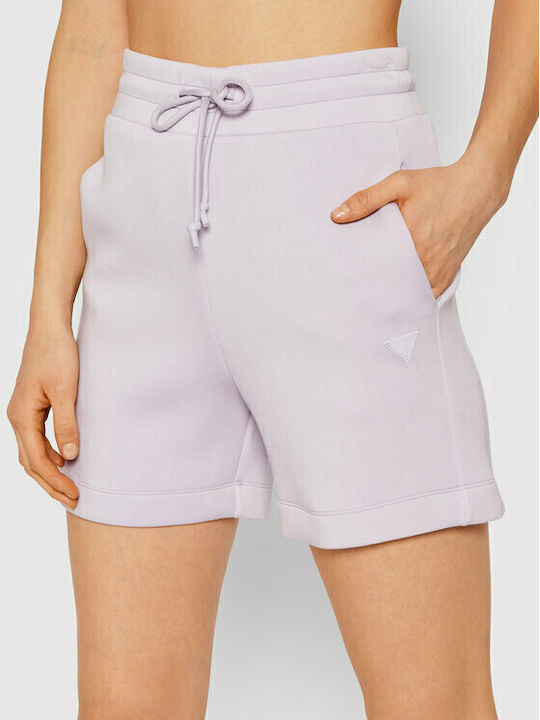 Guess Elly Γυναικείο Ψηλόμεσο Αθλητικό Σορτς Λιλά