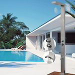 Tema Stainless Steel Outdoor Shower 6014 with Wooden Stand