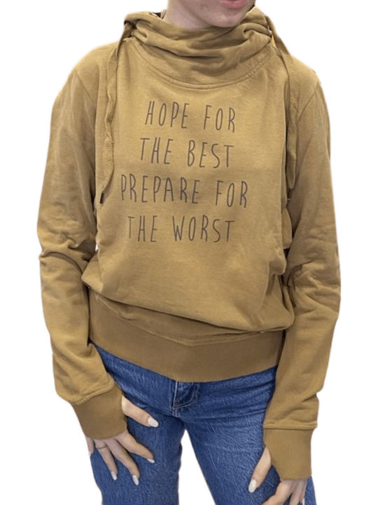 Damen Sweatshirt Kapuzen Braun