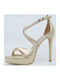 Il mio Damen Sandale mit hohem Absatz Gold 916-13 Gold