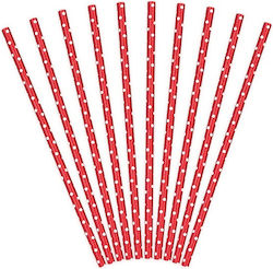 PartyDeco 28042 Straws Paper Red Polka Dot SPP2-007 10pcs