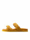 -L Leather Women's Flat Sandals in Yellow Color