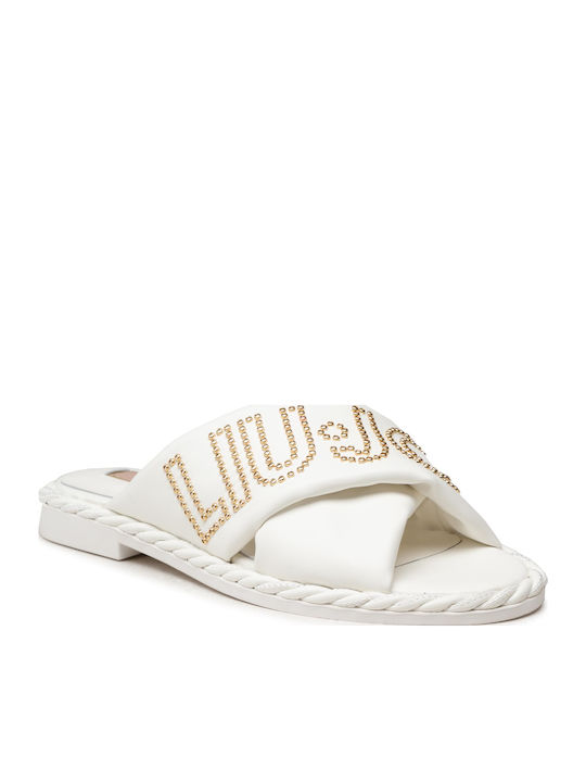 Liu Jo Leather Women's Flat Sandals in White Color
