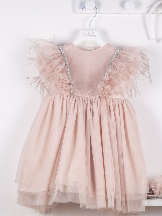 Bambolino Vera Pink Taufset Kleidung mit Haar-Accessoires & Kleid aus Tüll 2Stück