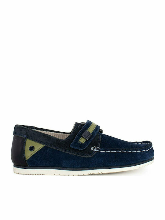 Boys Suede Moccasins with Velcro Blue