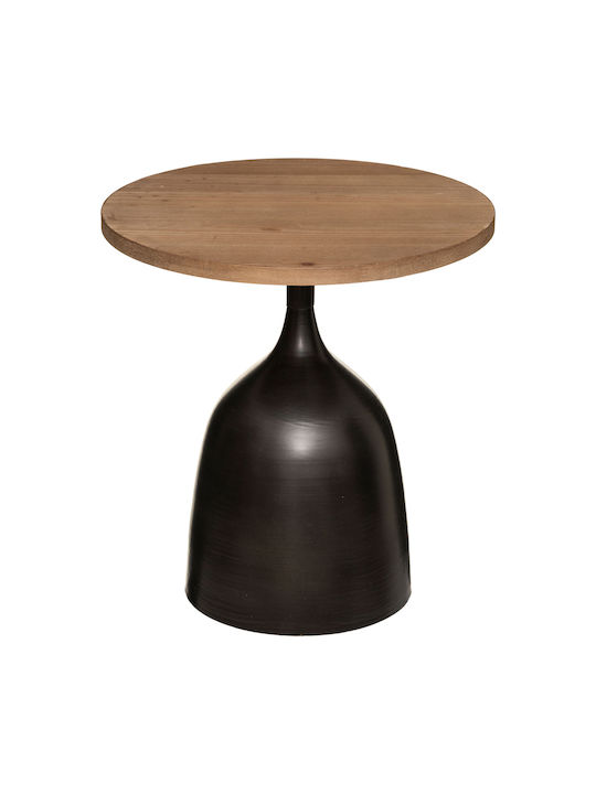 Rund Beistelltisch Totem aus Massivholz Beige L43xB43xH46.5cm