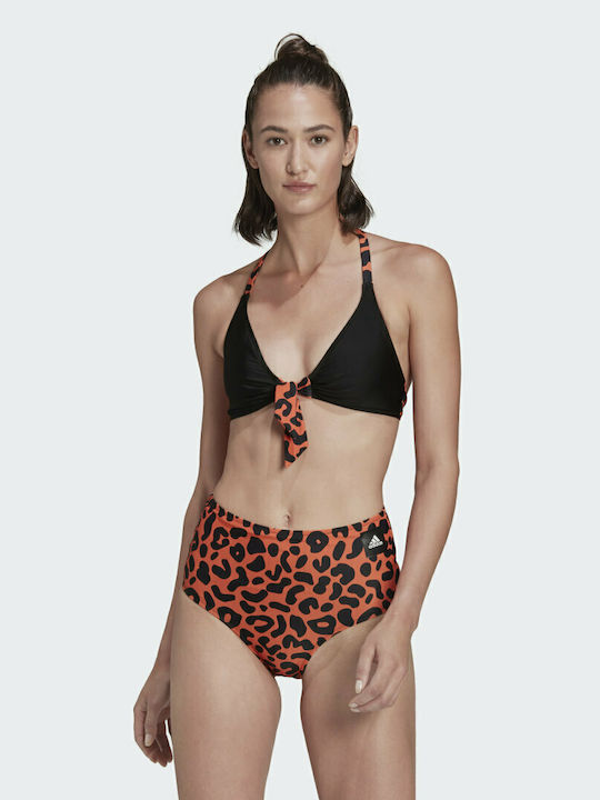 Richi Mnisi Bikini Set Triangle High Waist Animal Print True Orange