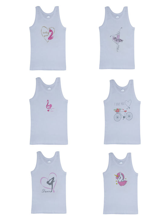 Pretty Baby Kids Set with Tank Tops Sleeveless White 6pcs