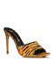 Satin Mules mit Dünn Hoch Absatz Tiger