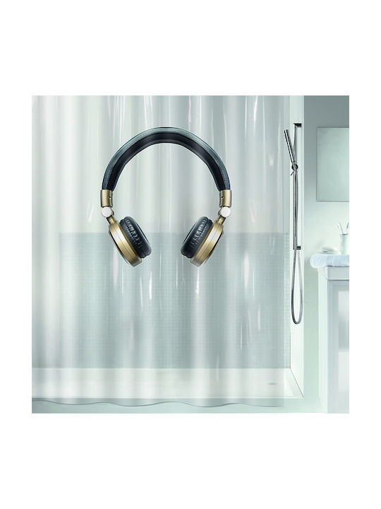 Spirella Headphone Κουρτίνα Μπάνιου 180x200 cm Black Gold